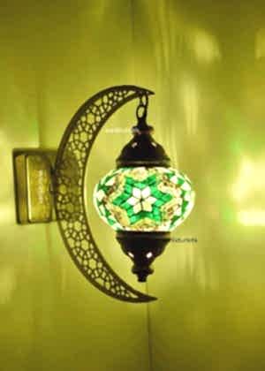 Mosaic Applique Cresent Style Moon Shape Single Wall Lamp ,Down Side,Wall Sconces Lights,Moroccan Glass Lantern,