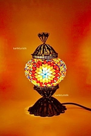 Gift Selection,Unique,Handmade ,Filigree Lamp with Mosaic Glass ,Turkish Lamp F-T-201