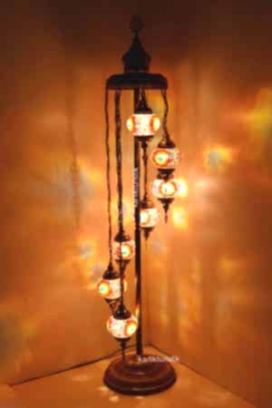 Mosaic glass Standing Floor Lamp with colorful 7 globe, Made in Turkey Original colorful mosaic handmade glass lamp,special corner light I-S-F-5506