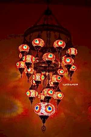 Turkish Mosaic Lamp Ottoman Style 25 Globe Chandeliers  I-S-C-5327