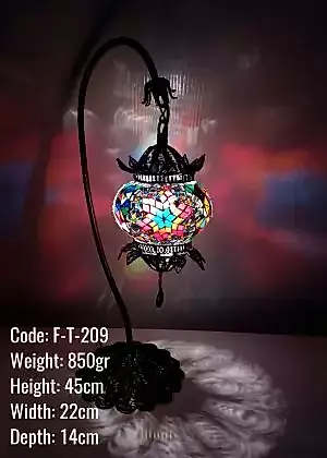 Bakır Telkari Mozaik Masa Lambası Olta Deveboynu