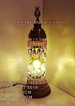 Mozaik Silindir Masa Lambası Metal