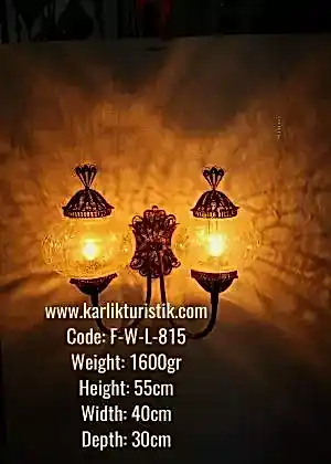 Bakır Telkari Duvar Lambası Otantik Çift Aplik Yukarı Yönlü