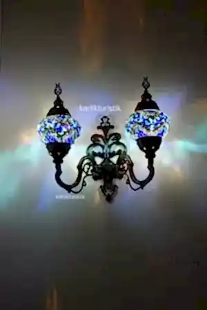 Mozaik Aplik ,İkili Yukarı Yönlü Dekoratif Duvar Lambası,Otantik Lamba,Mozaik Lamba I-S-W-5415