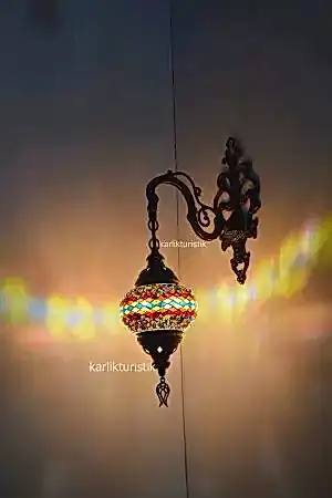 Mozaik Aplik ,Tekli Aşağı Yönlü Dekoratif Duvar Lambası,Otantik Lamba,Mozaik Lamba I-S-W-5400