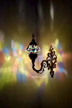Mozaik Aplik ,Yukarı Yönlü Dekoratif Duvar Lambası,Otantik Lamba,Mozaik Lamba I-S-W 5406