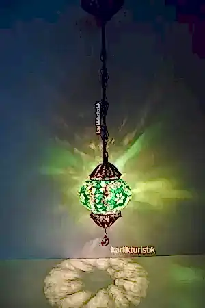 Mozaik Askılı Lamba Bakır Telkari No2 F-M-H-501