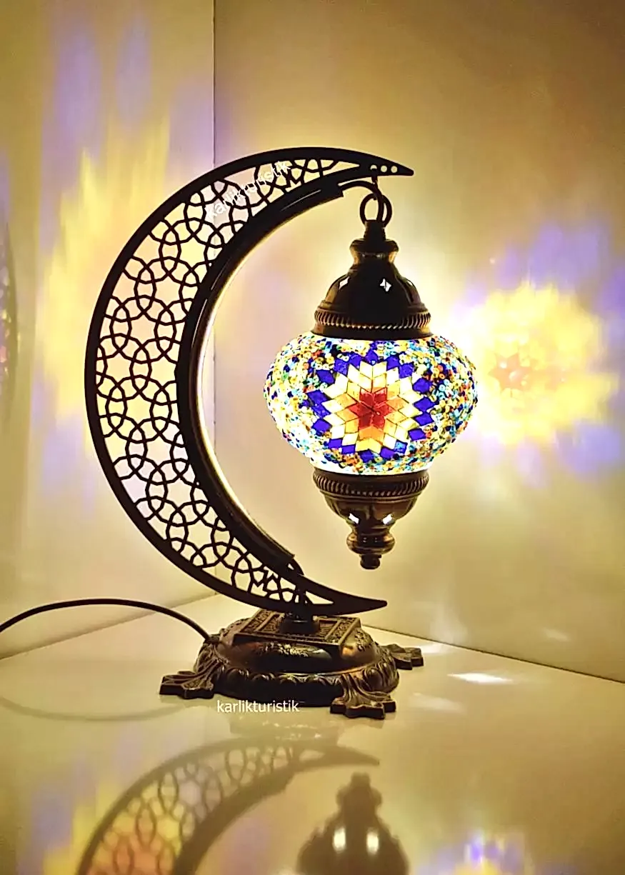 Mozaik masa lambası hilal osmanlı-türk lamba1