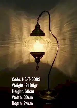 Üfleme Orta Ufo Cam Metal Sıvama Osmanlı Deve Boynu Olta Abajur- I-S-T-5009