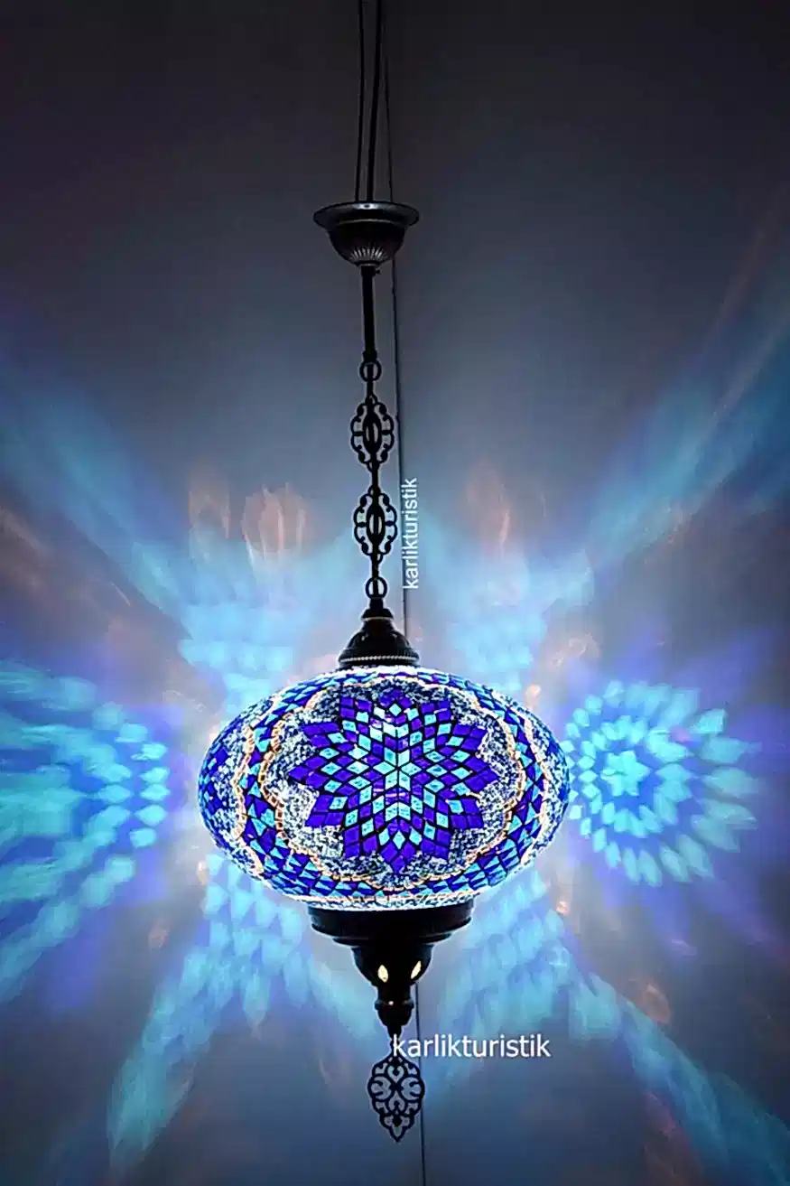ozaik Lamba,tekli Sarkıt Aydınlatma No6 Mozaik Cam Metal Sıvama Askılı Lamba -4