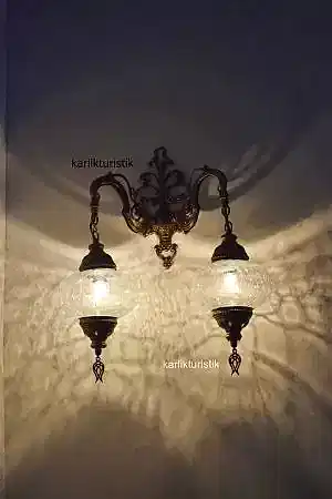 Osmanlı Aplik,çiftli Aşağı Yönlü Dekoratif Duvar Lambası,otantik Lamba