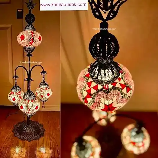 HANDMADE MOSAİC STANDİNG LAMP 3+1 STYLE Copper