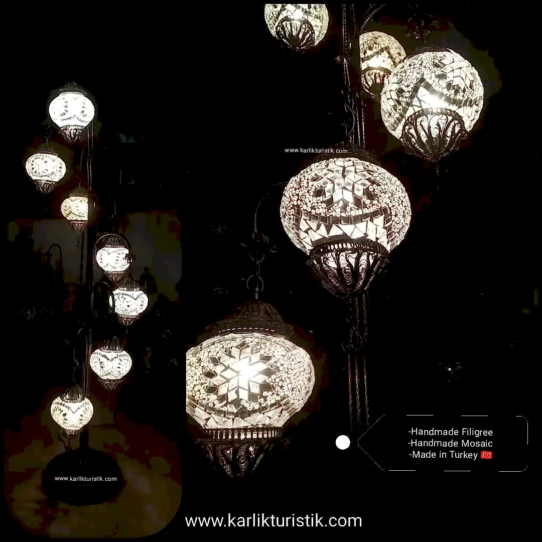 mozaik oltalı 7 li bakır lambader