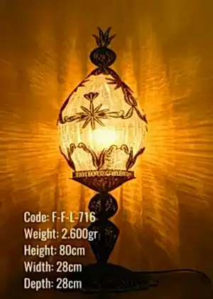 Osmanlı Tekli Köşe Aydınlatması Telkari Kavun Lambader - F-F-L-716