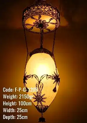 Plafonyer Plexi Glass Osmanlı Telkari Kavun Cam Avize - F-P-G-1205