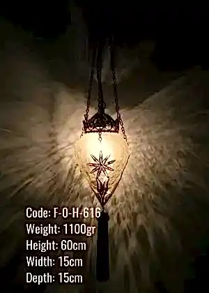 Osmanlı Askılı Bakır Telkari Mermi Cam Lamba - F-O-H-616