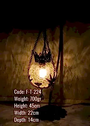 Osmanlı Deveboynu Masa Lambası Miniktop Cam Telkari Olta - F-T-224