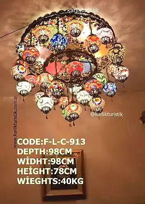 Renkli Gömme Montajlı Tavan Lambaları Büyük Avize Mozaik 33 küre, F-L-C-913