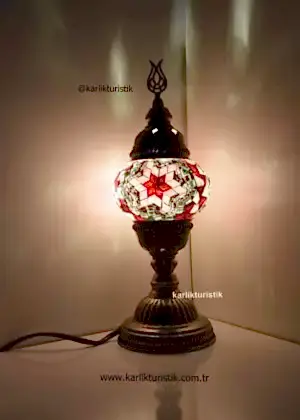 Türk Mozaik Lamba , Türk Abajur, Türk El Yapımı Lamba, Mozaik Lamba Tiffany Lamba,Küçük I-S-T 5000