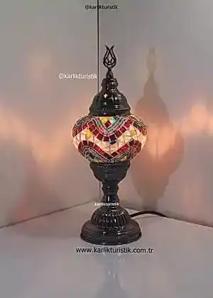 Mozaik Masa Lambası Abajur Füme Kaplama Renkli , Türk El Yapımı Lamba, Özel, Eşsiz, Türk lambaları
