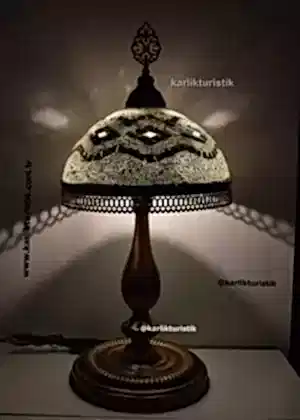 Mozaik Tiffany Lamba Büyük El Yapımı şemsiye tarzı lamba, Türk abajur Mozaik Tiffany Lamba Abajur 30 cm dantelli