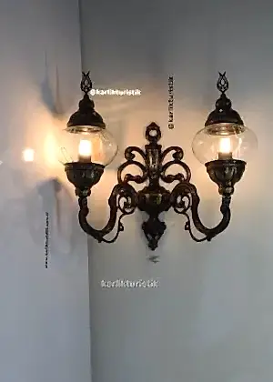 Osmanlı 13cm şeffaf cam çift cidarlı aplik yukarı doğru ISW 5414 -b.