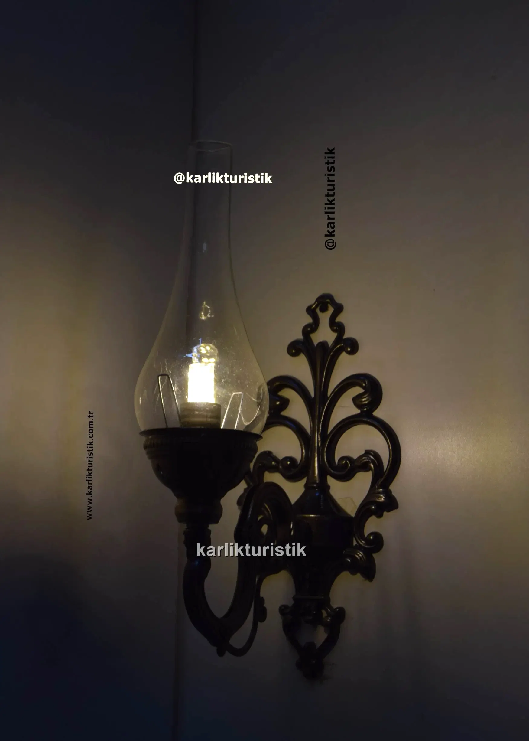Aplik duvar lambası otantik gaz lambası ev otel restaurant cafe yazlık elektrikli6