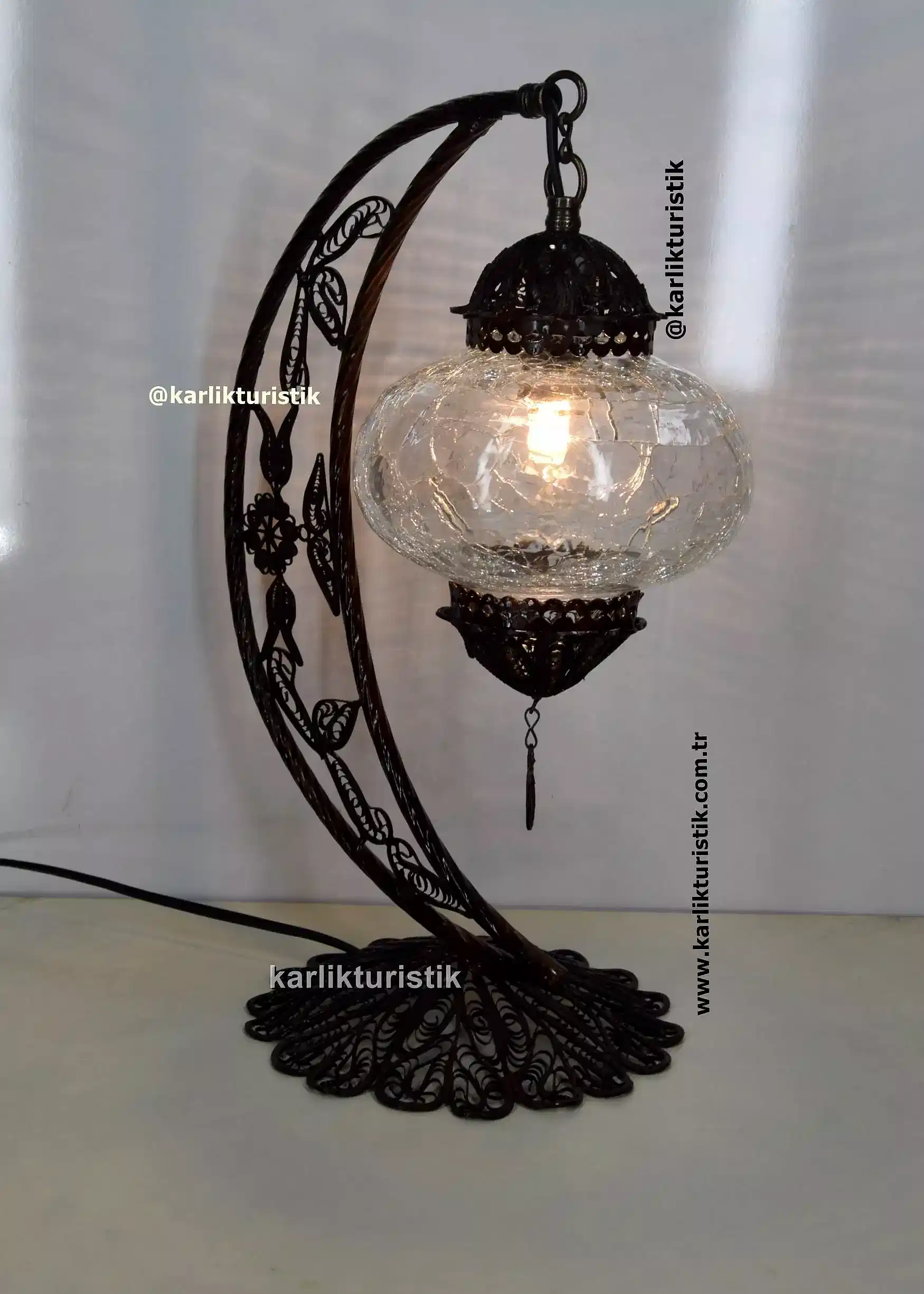 crescent table lamp handmade filigree art copper material authentic gift lampshade lamp4