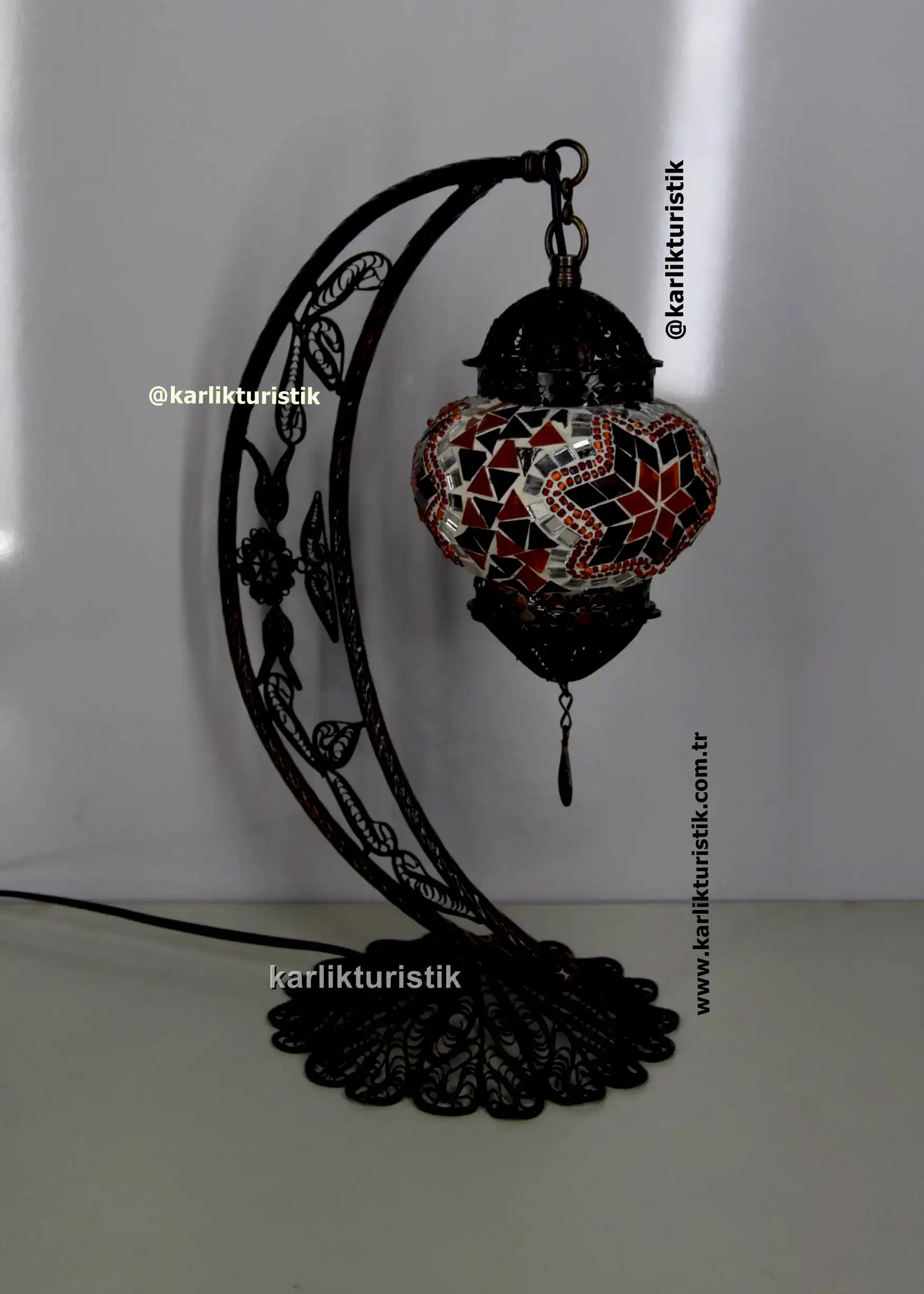 crescent table lamp handmade filigree art copper material authentic gift lampshade lamp6