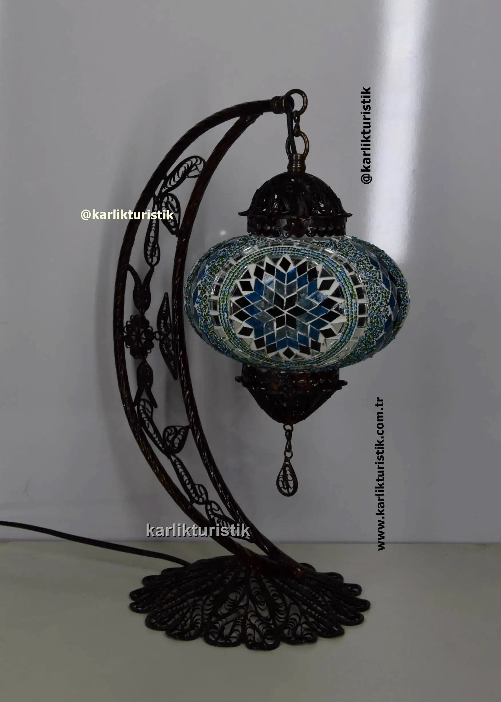 crescent table lamp handmade filigree art copper material authentic gift lampshade lamp9