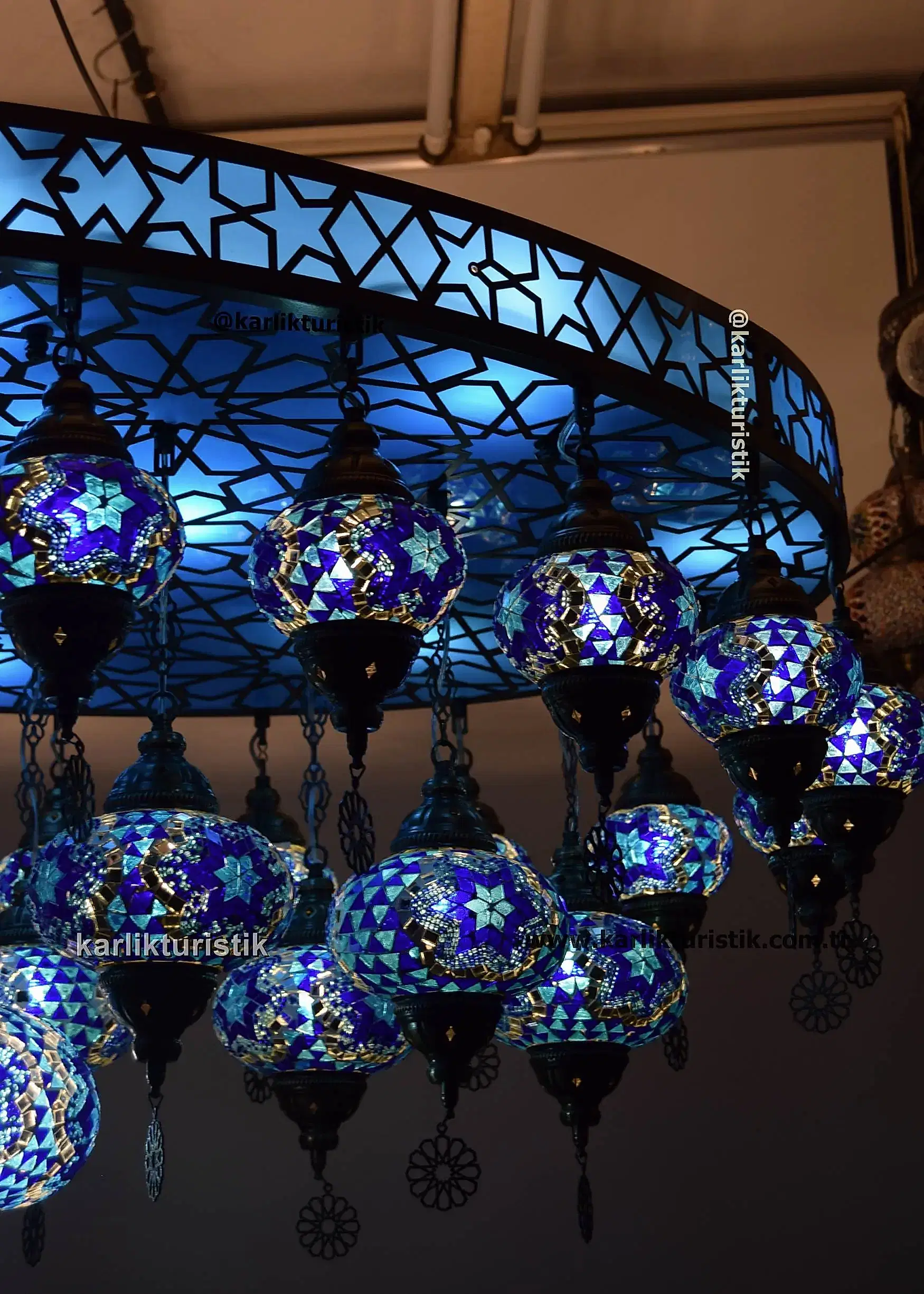 turkuaz elips avize ,özel tasarım dekoratif avize ,tavana yapışık kısa sarkıt çoklu avize decoratif4